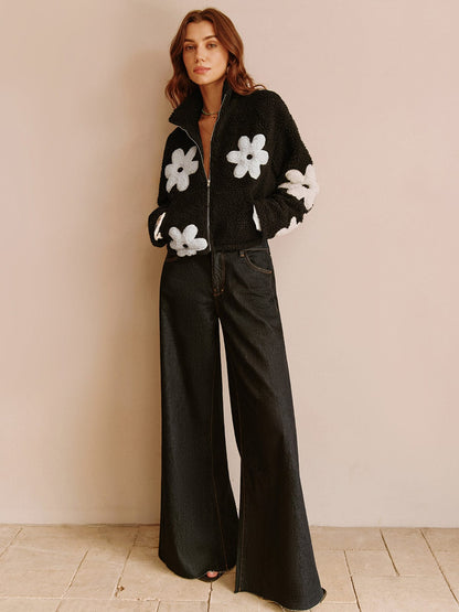 Womens Jacket Teddy Floral Print 2