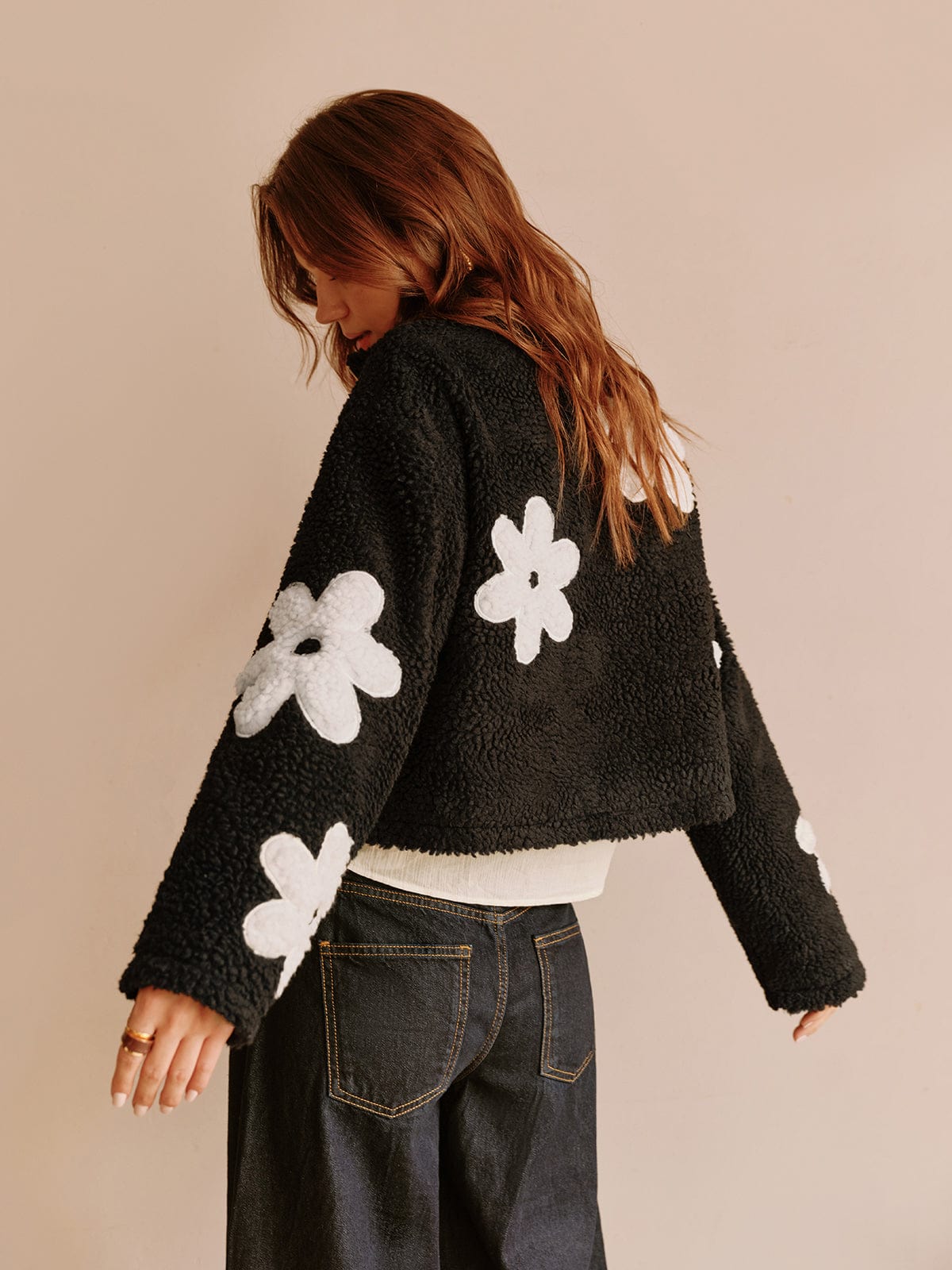 Womens Jacket Teddy Floral Print 4