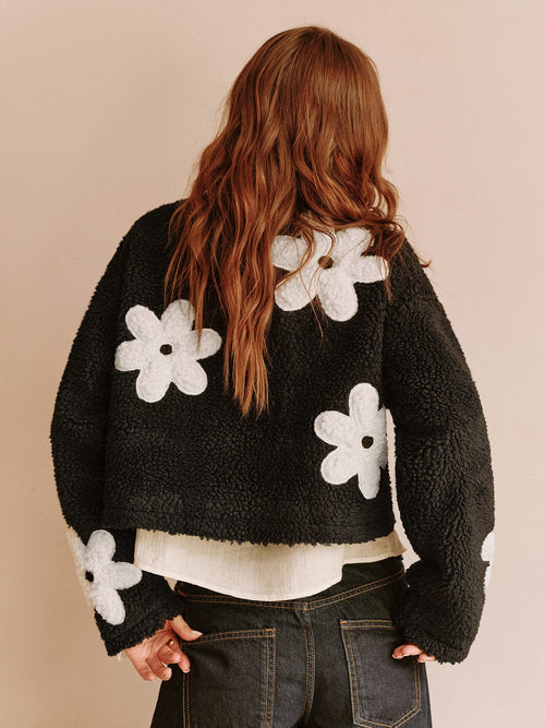 Womens Jacket Teddy Floral Print 5