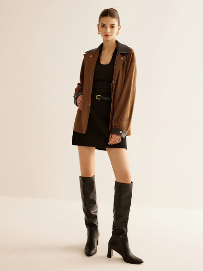 Womens Jacket With Leather Details 1