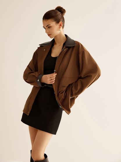 Womens Jacket With Leather Details 2