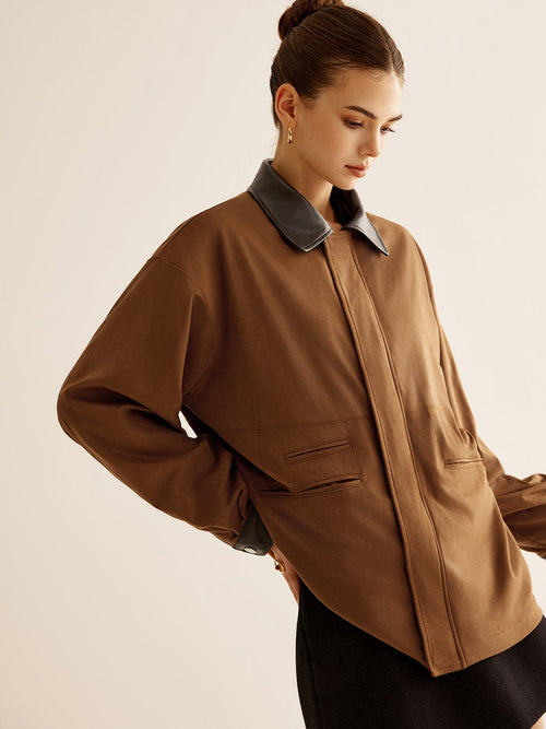 Womens Jacket With Leather Details 3