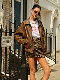Womens Leather Jacket Oversized