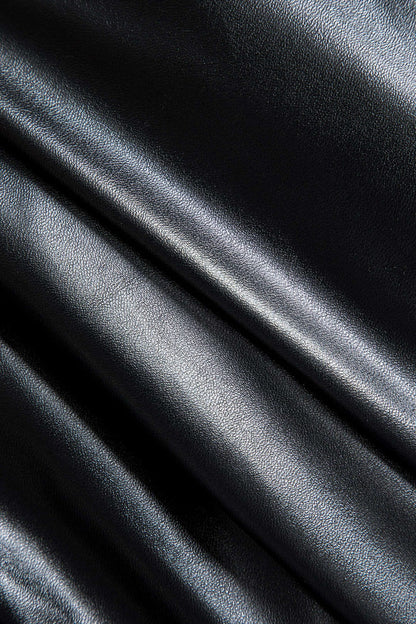 Womens Midi Skirt Black Leather 2