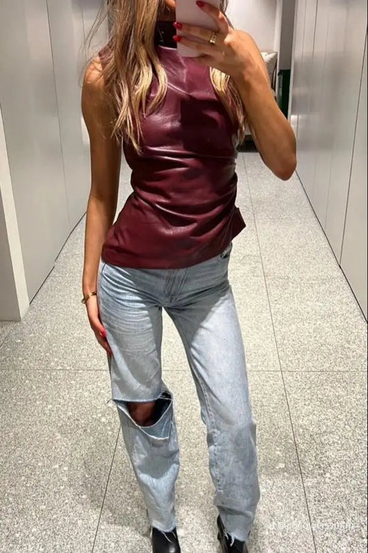 Womens Top Burgundy Going Out Top 0