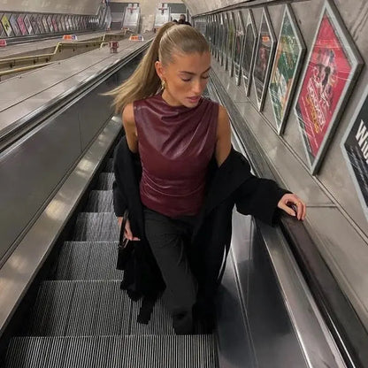 Womens Top Burgundy Going Out Top 2