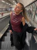 Womens Top Burgundy Going Out Top 5