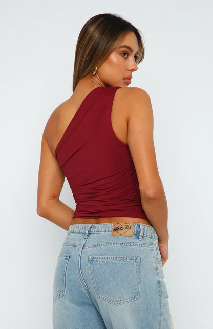 Womens Top Ruffle One Shoulder Going Out Top 1