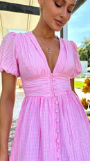Women's Elegant Button-Front Flowy Maxi Dress – Chic Summer Gown