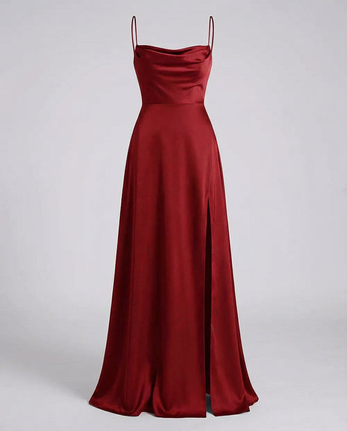 Flowing Silk Maxi Evening Dress