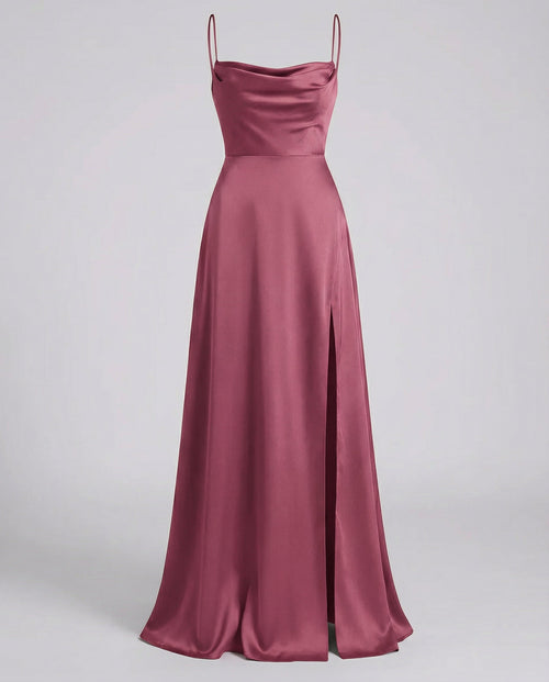 Flowing Silk Maxi Evening Dress