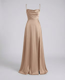 Flowing Silk Maxi Evening Dress