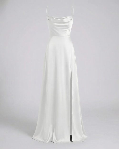Flowing Silk Maxi Evening Dress