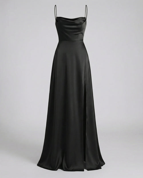 Flowing Silk Maxi Evening Dress