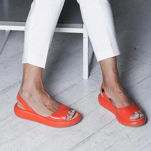 Women's Open-Toe Comfort Sandals – Synthetic Leather Summer Slides