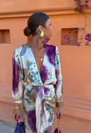 Women’s Longsleeve Wrapped Midi Dress - Elegant Special Occasion Style