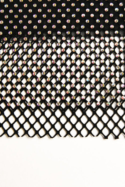 Sexy Rhinestone Mesh Bodycon Mini Skirt