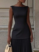 Women's Sleeveless Maxi Dress with Flowing Pleats – Elegant Bridesmaid Gown