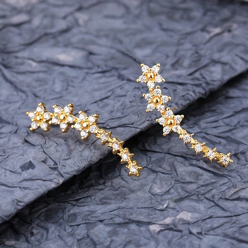 Women's Sparkly Floral And Star Ear Cuffs – Elegant Statement Jewelry