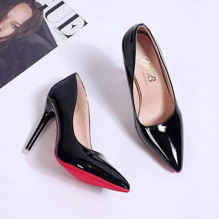 Womens Shiny Leather High Heel Stilettos – Elegant Evening Pumps