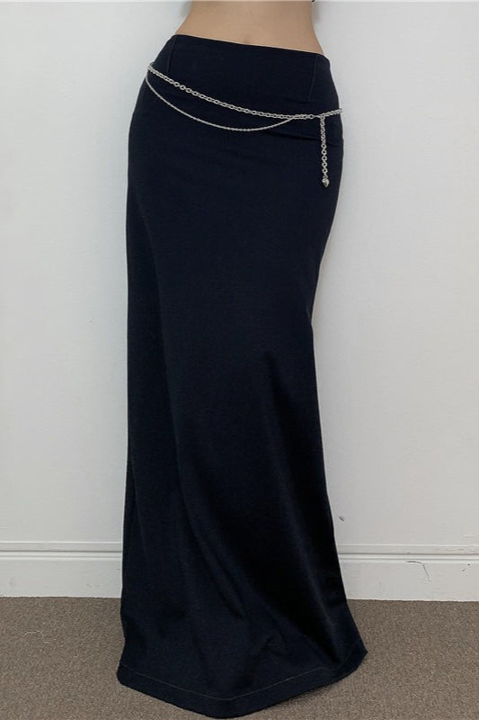 American Retro Solid Color Draped Skirt