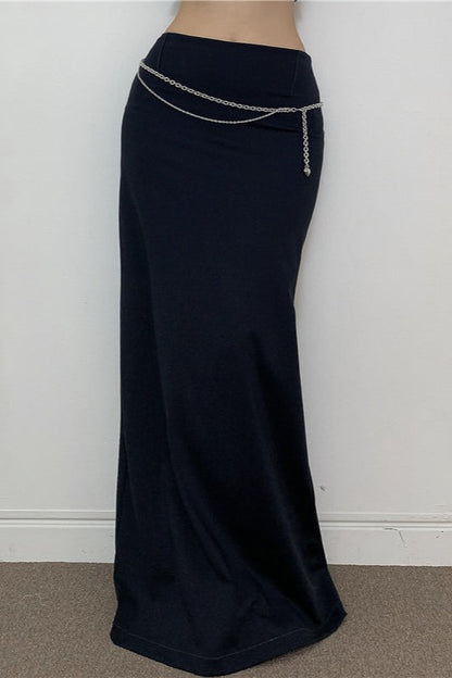 American Retro Solid Color Draped Skirt