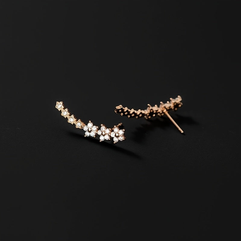 Women's Sparkly Floral And Star Ear Cuffs – Elegant Statement Jewelry