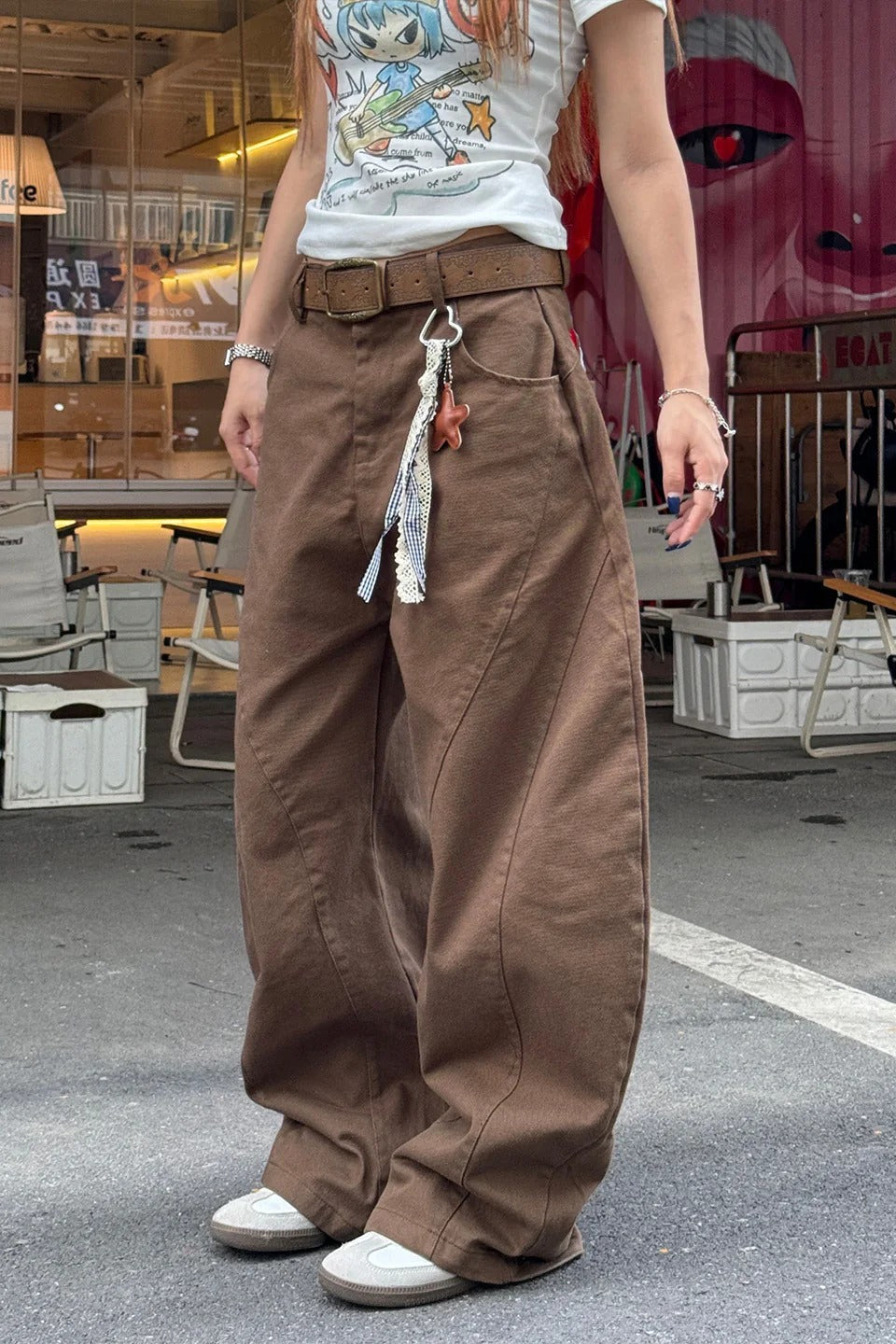 American Vintage Embroidered Wide Jeans