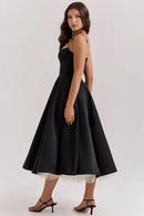 Women’s Sleeveless Corset Midi Dress - Elegant Dinner Party Style