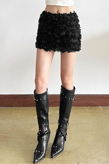 3D Floral Mini Bodycon Skirt