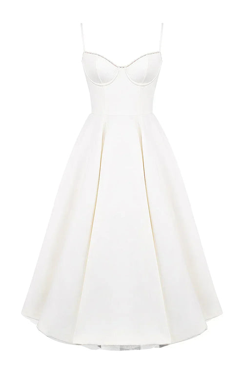 Women’s Sleeveless Corset Midi Dress - Elegant Dinner Party Style