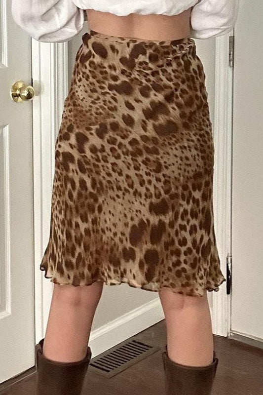American Retro Leopard Print A-Line Skirt