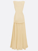 Women's Sleeveless Maxi Dress with Flowing Pleats – Elegant Bridesmaid Gown
