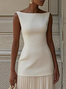 Women's Sleeveless Maxi Dress with Flowing Pleats – Elegant Bridesmaid Gown