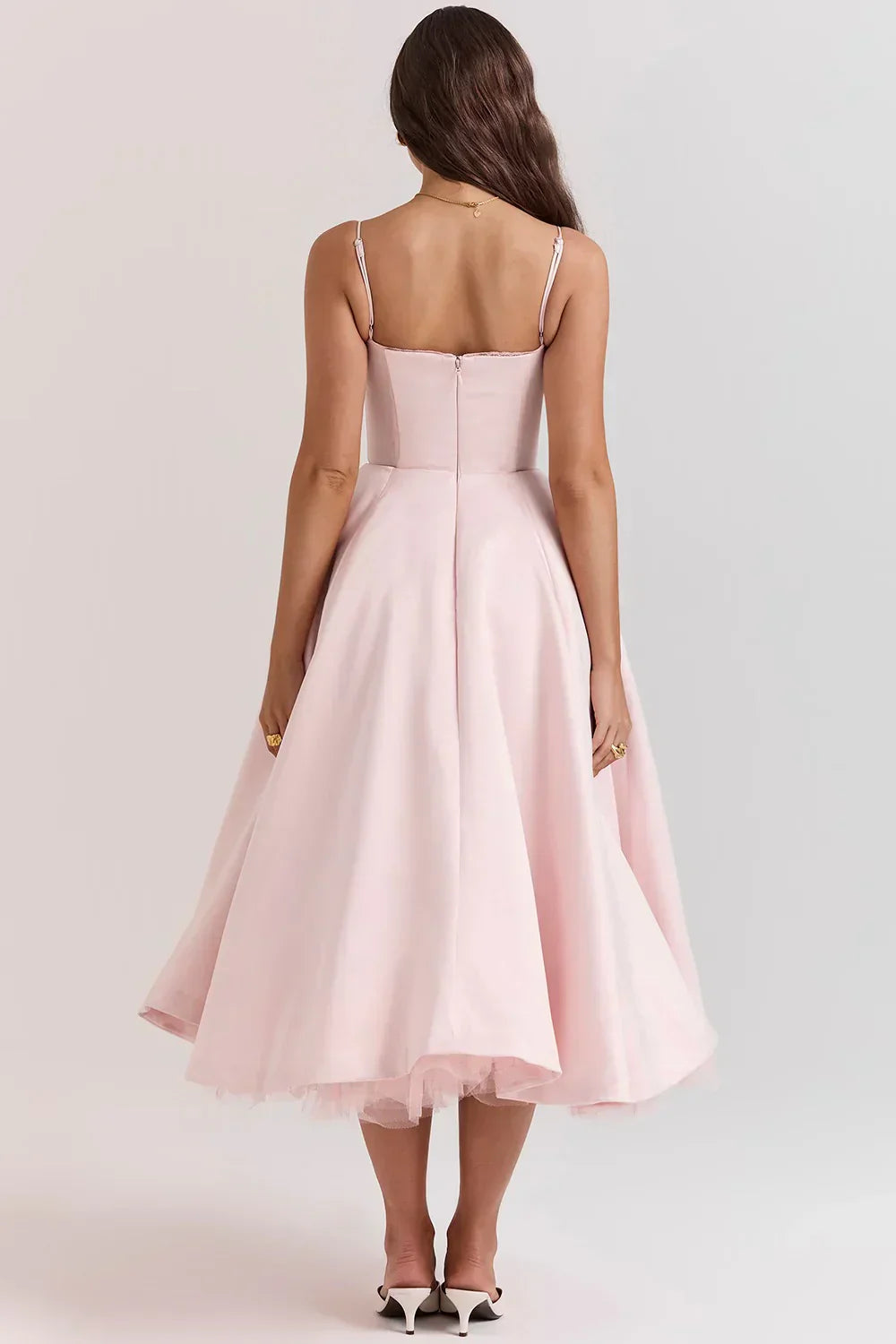 Women’s Sleeveless Corset Midi Dress - Elegant Dinner Party Style