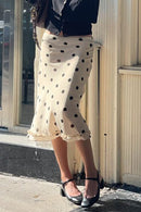 Ruffled Polka Dot A-Line Midi Skirt