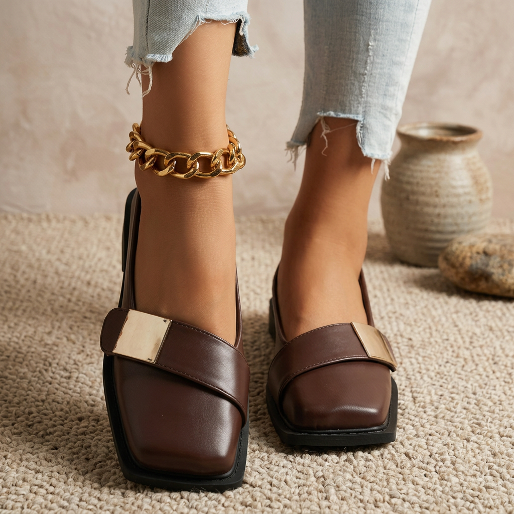Women's Square Toe Slip-On Loafer Flats – Fashion Casual Shoes