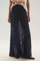 Chic Sheer Embroidered Lace Maxi Skirt