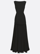 Women's Sleeveless Maxi Dress with Flowing Pleats – Elegant Bridesmaid Gown