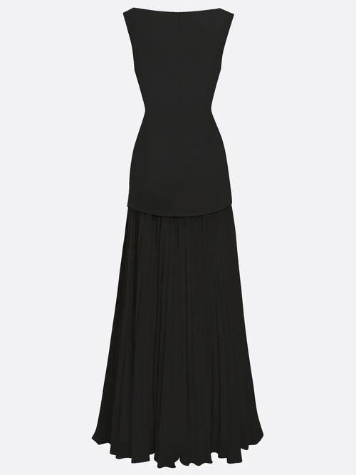 Women's Sleeveless Maxi Dress with Flowing Pleats – Elegant Bridesmaid Gown