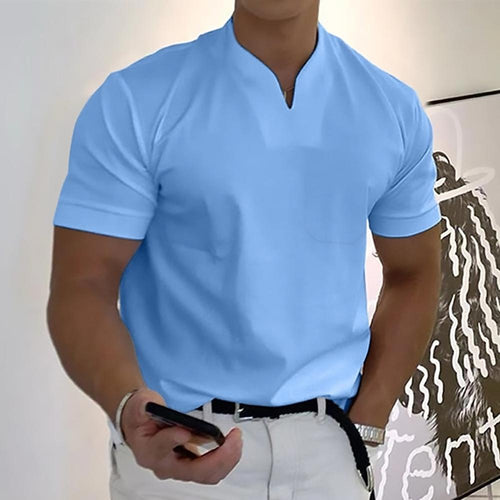 Men's Slim Fit V-Neck Polo Shirt – Casual Stylish Summer Top