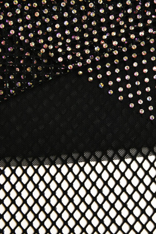 Sexy Rhinestone Mesh Bodycon Mini Skirt