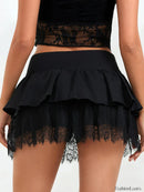 Black Lace Layered Goth Skirt