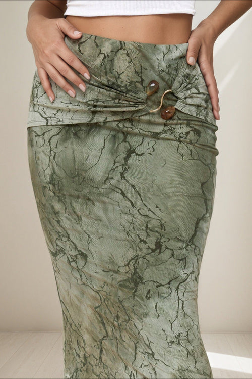 Retro Printed Chic Slim Long Skirt