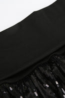 Sequin Paneled Tiered Bodycon Mini Skirt