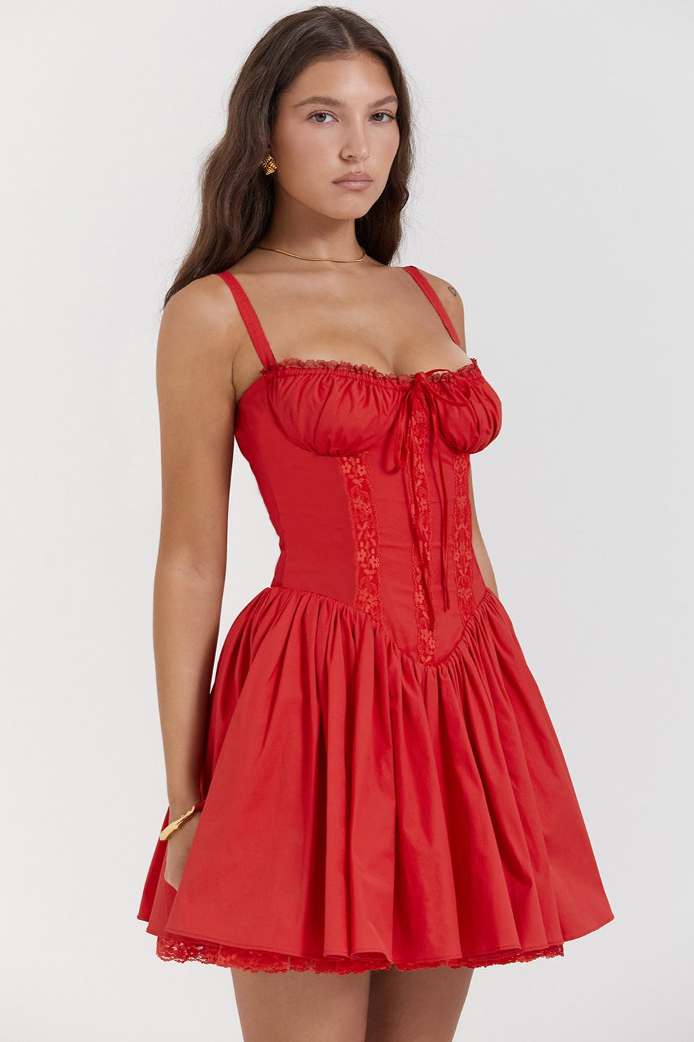 Allure Lace Trim Solid Slip Dress