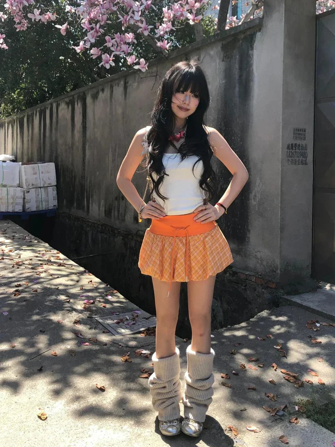 Checkered Bubble Drawstring Lounge Skirt