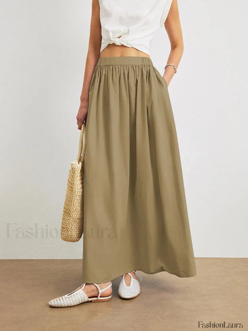 Cotton A-Line Skirt With Pockets