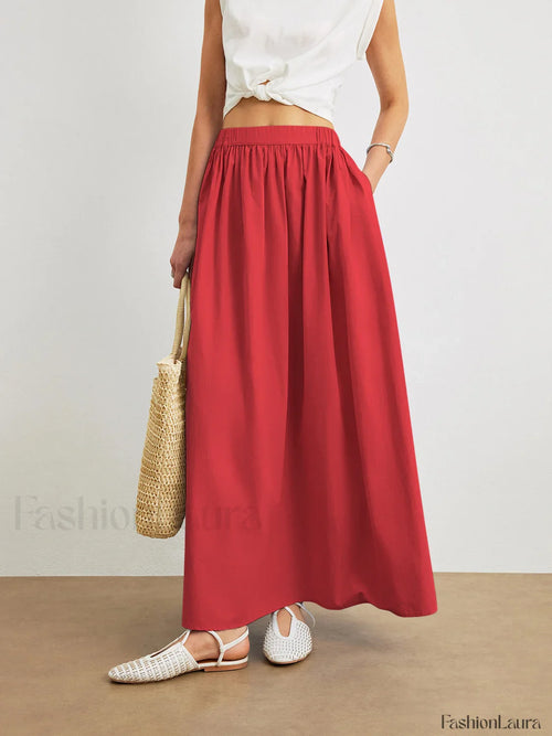 Cotton A-Line Skirt With Pockets