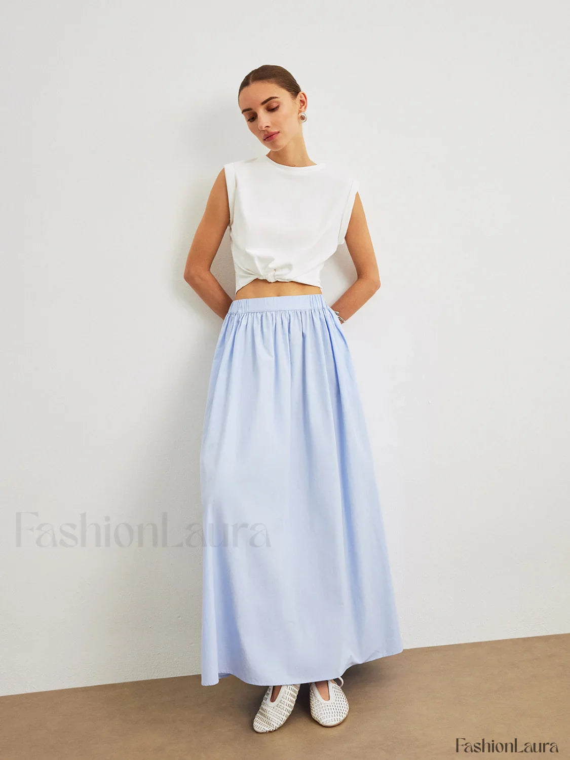Cotton A-Line Skirt With Pockets